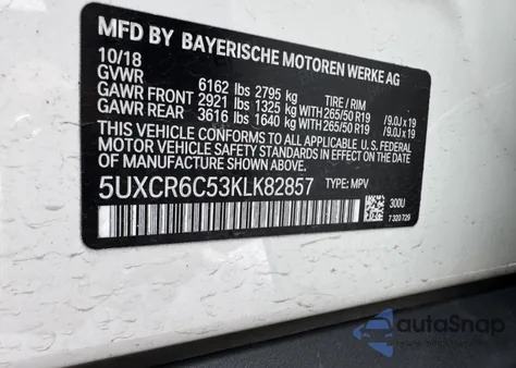2019 BMW X5 xDrive40I from USA, damaged, VIN 5UXCR6C53KLK82857
